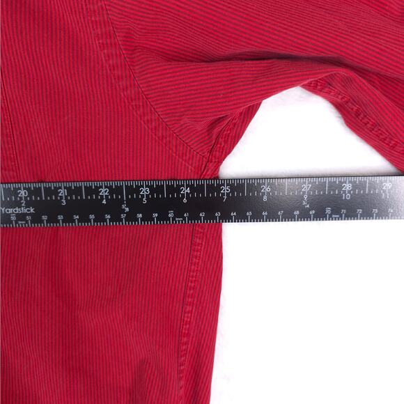 Vtg Tommy Hilfiger Shirt Mens L Red Stripe Cotton Button Down Preppy 90s Classic - Picture 6 of 8